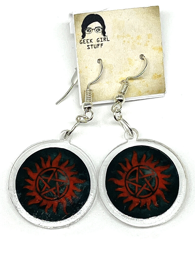 Anti-possession sigil acrylic charm earrings