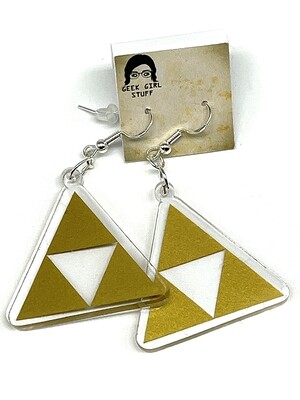 Gold triangles acrylic charm earrings