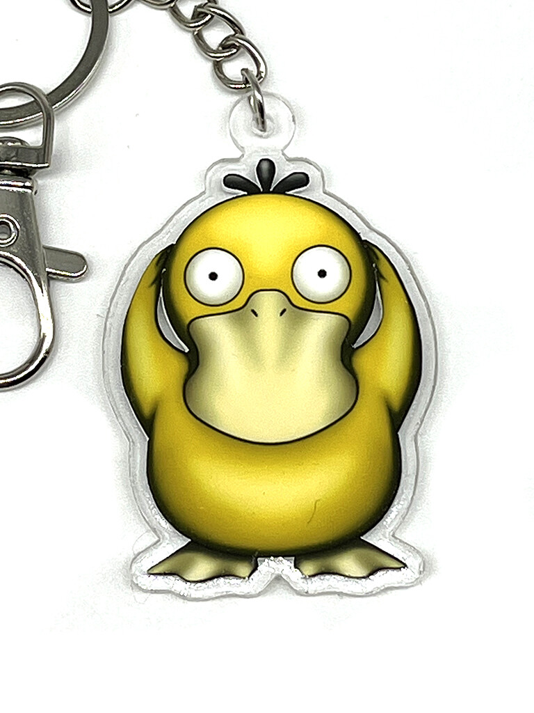Duck pet acrylic charm keychain, zipper clip