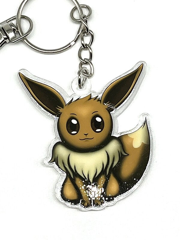 Fox pet acrylic charm keychain, zipper clip