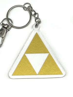 Gold Triangles acrylic charm keychain, zipper clip
