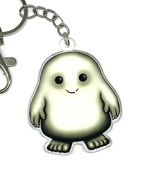 Adipose acrylic charm keychain, zipper clip