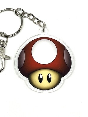 Mushroom acrylic charm keychain, zipper clip