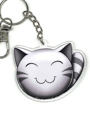Cat slime acrylic charm keychain, zipper clip