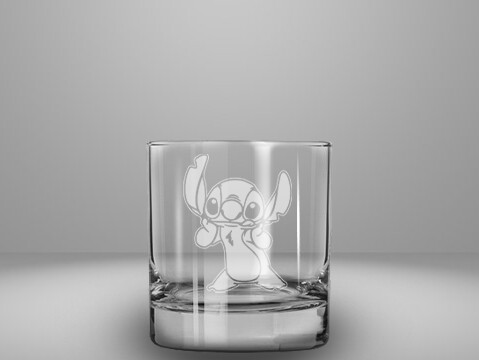 Etched 10oz rocks glass - Alien Friend