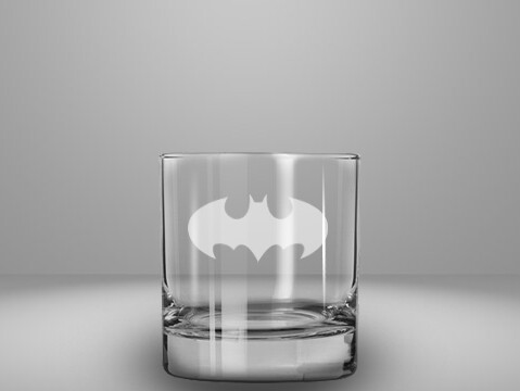 Etched 10oz rocks glass - Bat