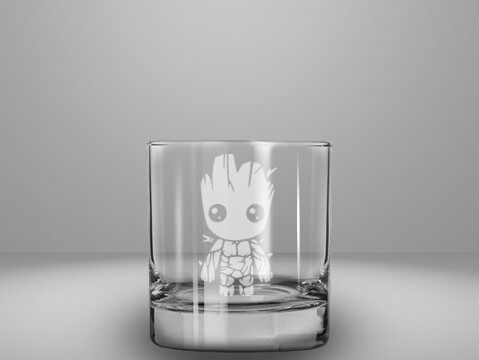Etched 10oz rocks glass - Tree Friend