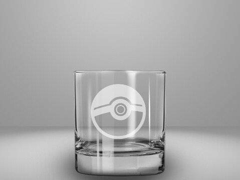 Etched 10oz rocks glass - Pokeball