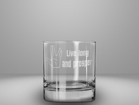 Etched 10oz rocks glass - Live Long and Prosper