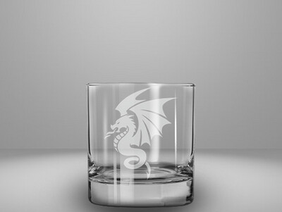 Etched 10oz rocks glass - Dragon