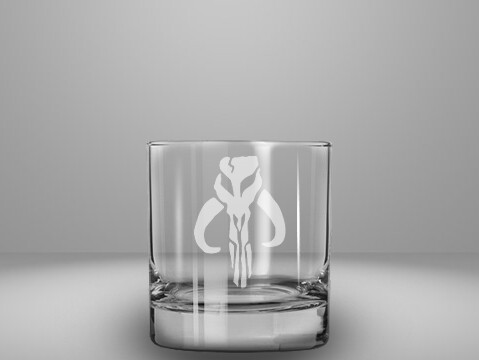 Etched 10oz rocks glass - Bounty Hunter Skull