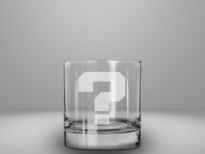 Etched 10oz rocks glass - Question Mark