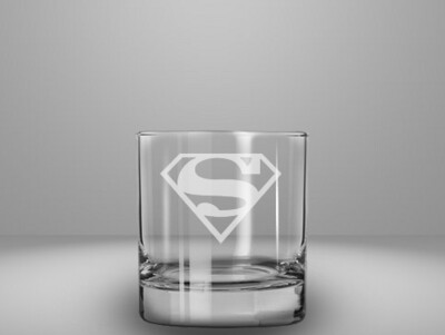 Etched 10oz rocks glass - Superhero