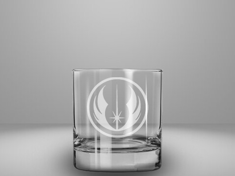 Etched 10oz rocks glass - Knight Insignia