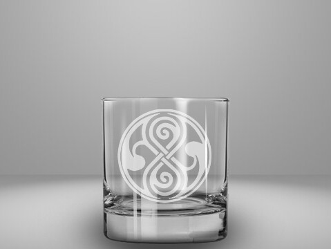 Etched 10oz rocks glass - Seal of Rassilon