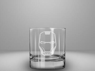 Etched 10oz rocks glass - Iron Superhero