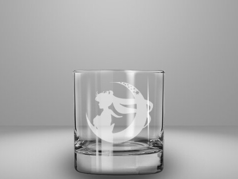 Etched 10oz rocks glass - Usagi