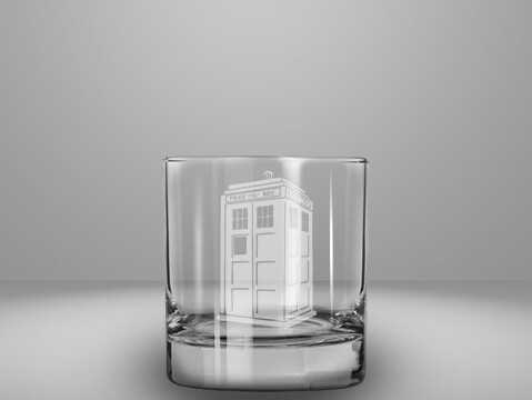 Etched 10oz rocks glass - Tardis