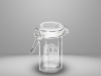 Etched 3oz glass jar - Tardis