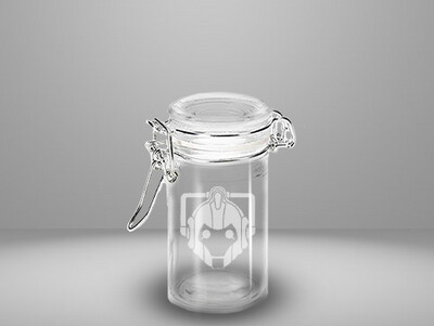 Etched 3oz glass jar - Cyberman