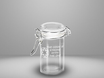 Etched 3oz glass jar - The Geek is Strong with This One