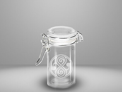 Etched 3oz glass jar - Seal of Rassilon