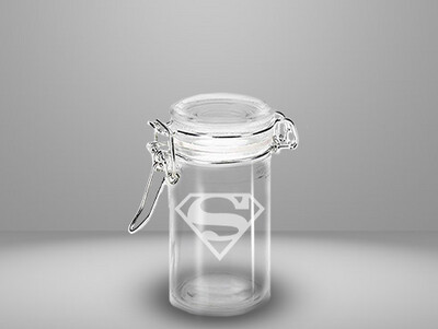 Etched 3oz glass jar - Superhero