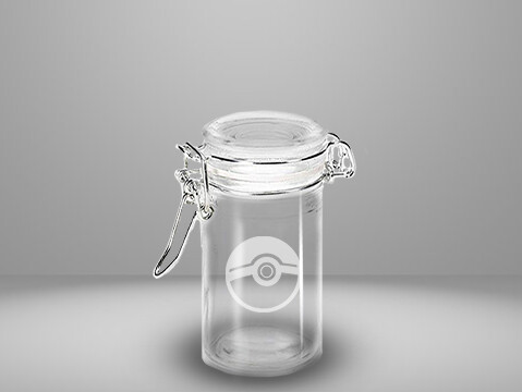 Etched 3oz glass jar - Pokeball