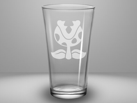 Etched 16oz pub glass - Plant