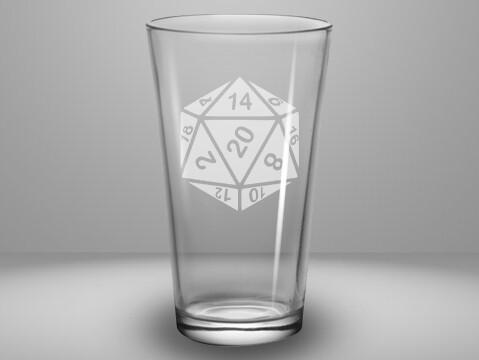 Etched 16oz pub glass - D20