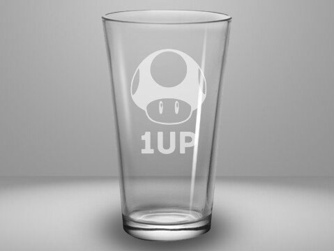 Etched 16oz pub glass - 1 UP
