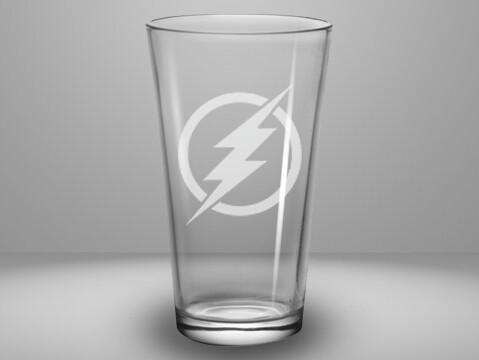 Etched 16oz pub glass - Flash