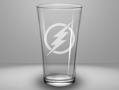 Etched 16oz pub glass - Flash