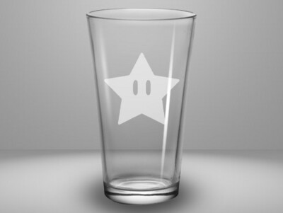 Etched 16oz pub glass - Star