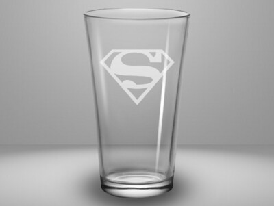 Etched 16oz pub glass - Superhero