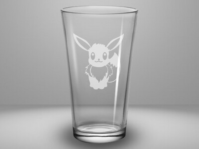 Etched 16oz pub glass - Fox Pet