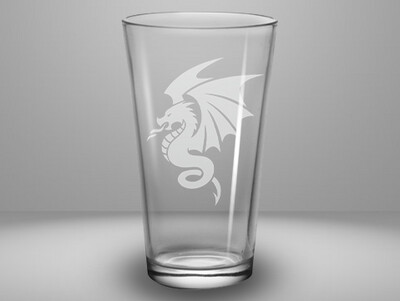 Etched 16oz pub glass - Dragon