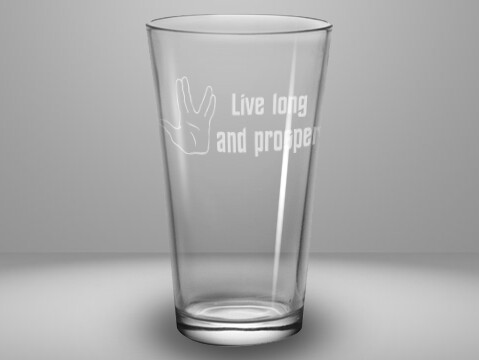 Etched 16oz pub glass - Live Long and Prosper