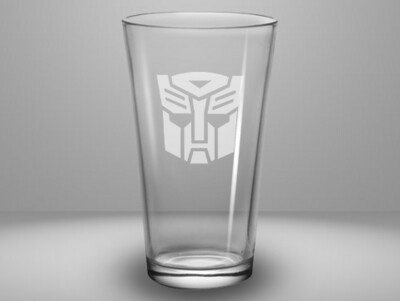 Etched 16oz pub glass - Robot