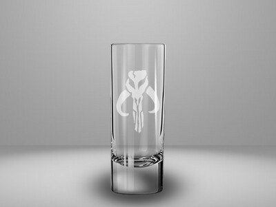 Etched 2oz shot glass - Bounty Hunter Skull