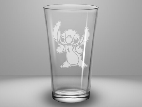 Etched 16oz pub glass - Alien Friend