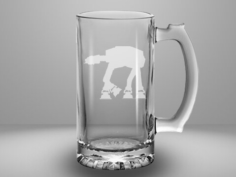 Etched 13oz glass mini stein - AT AT