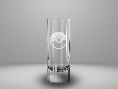 Etched 2oz shot glass - Pokeball