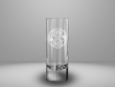 Etched 2oz shot glass - Seal of Rassilon