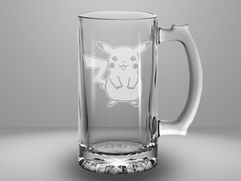 Etched 13oz glass mini stein - Lightning Pet