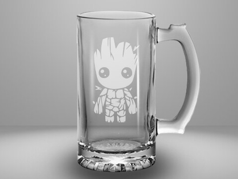 Etched 13oz glass mini stein - Tree Friend