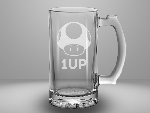 Etched 13oz glass mini stein - One Up
