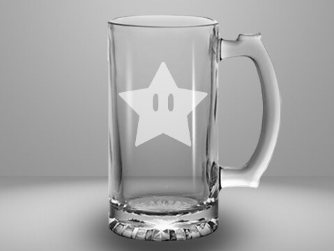Etched 13oz glass mini stein - Star