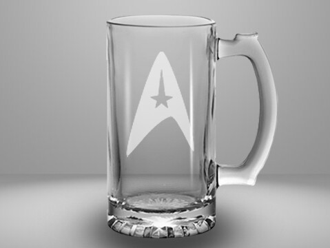 Etched 13oz glass mini stein - Commander