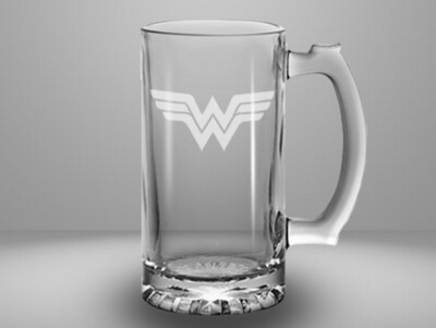Etched 13oz glass mini stein - Wonder Woman